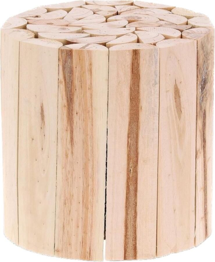 Houten plantenkruk onbehandeld voor bloempotten decoratieve plantentafel binnen HxØ: 20x20 cm naturel Houten kruk