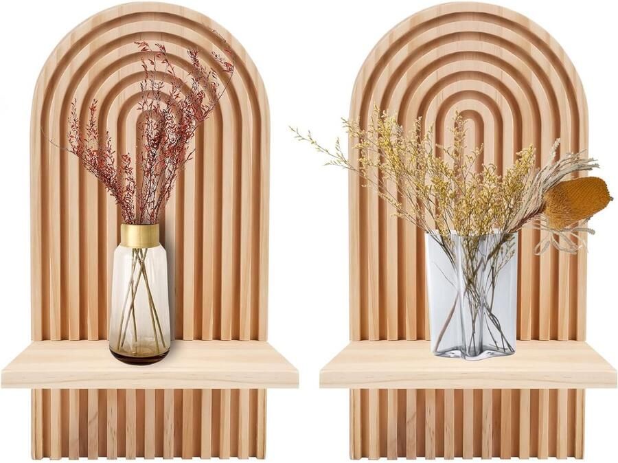 Houten Regenboog Wandplank Retro Boho Stijl 1 stuk Hout 34 x 18 cm