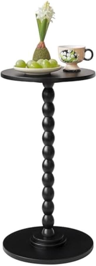 Houten ronde bijzettafel kleine bijzettafels met comfortabel gebruik ergonomisch voor kleine voor woonkamer – zwart