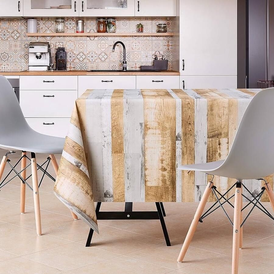 Houten rustieke plank afwasbaar tafelkleed waterdicht 1 stuk bruin