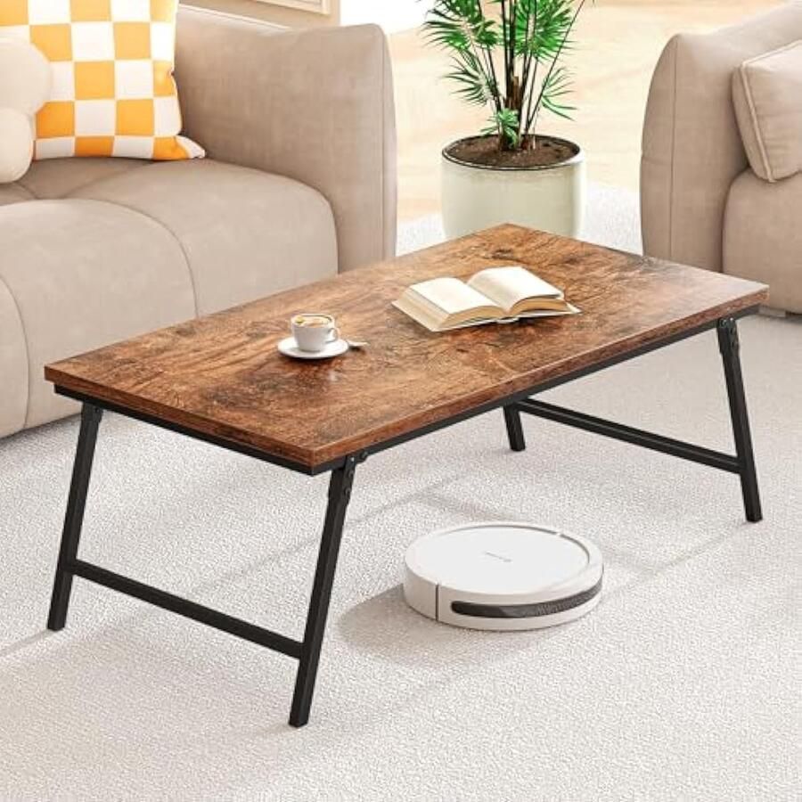 Houten salontafel inklapbare woonkamertafel tafelpootgespdesign met antislip met opbergruimte voor woonkamer – 105 × 55 × 40 cm