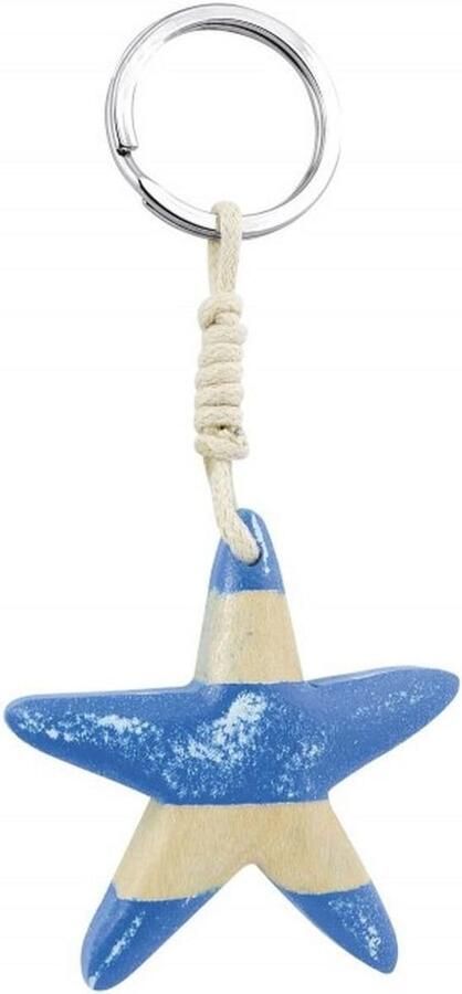 Houten Sleutelhouder met Zeester Wit en Blauw