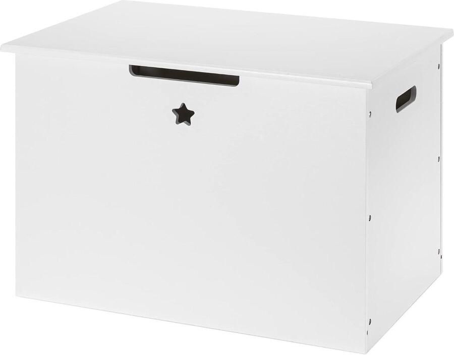 Houten speelgoedkist met deksel Opbergkist van hout 60 x 38 x 42 cm Opbergbank voor kinderkamer Wit Houten speelgoedkist kopen Houten opbergkist met deksel