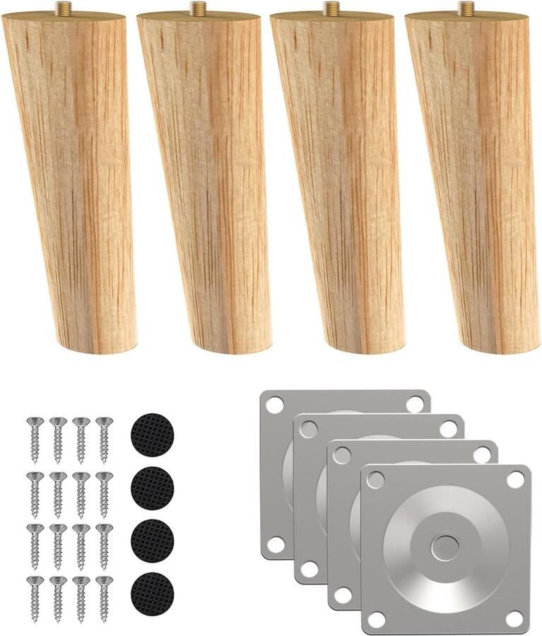 Houten tafelpoten Vervangbare meubelpoten 4 stuks Massief hout 15 cm