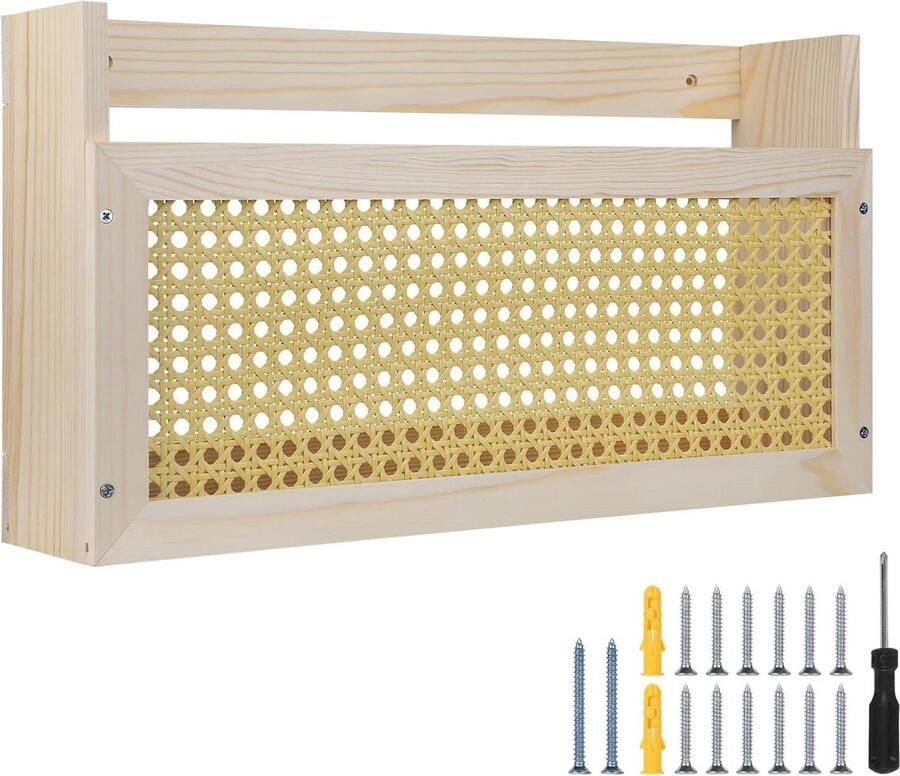 Houten tijdschriftenstandaard wandrek multifunctioneel 1 stuk naturel 44 x 24 x 10 cm