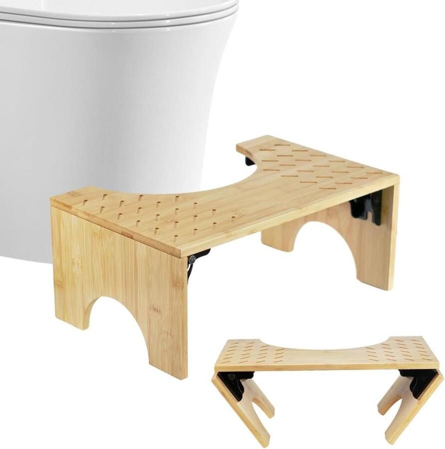 Houten toiletkruk voor volwassenen bamboe inklapbaar verlicht darmklachten ondersteunt stoelgang