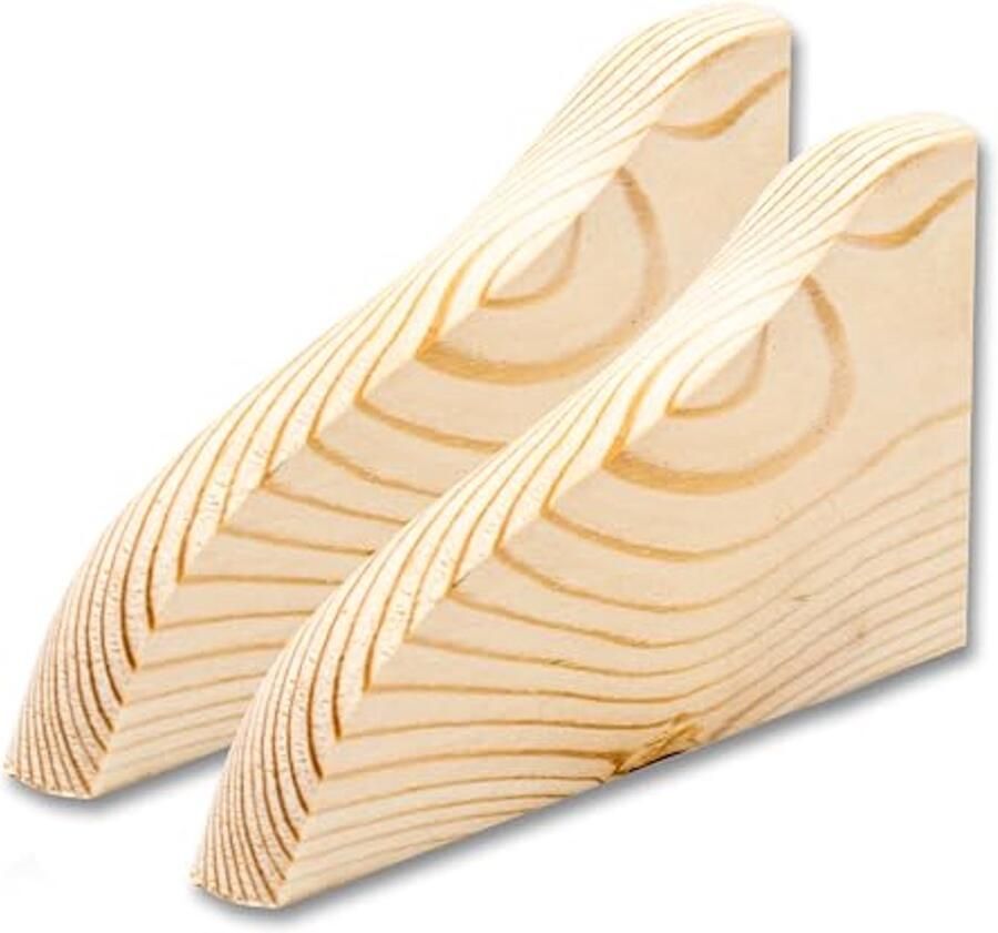 Houten Vierkante Wandplank Set van 2 Plat 165x95 cm Schuine Beugels voor Muur en Meubelen