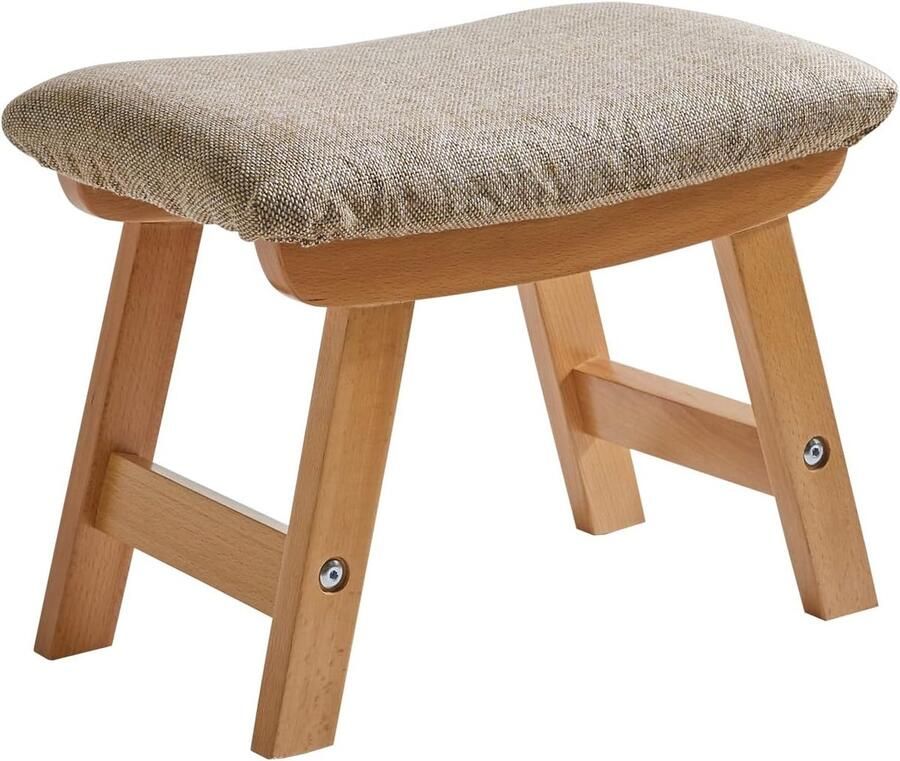 Houten Voetenbank met Afneembare Hoes Comfortabele Poef voor Woonkamer en Slaapkamer