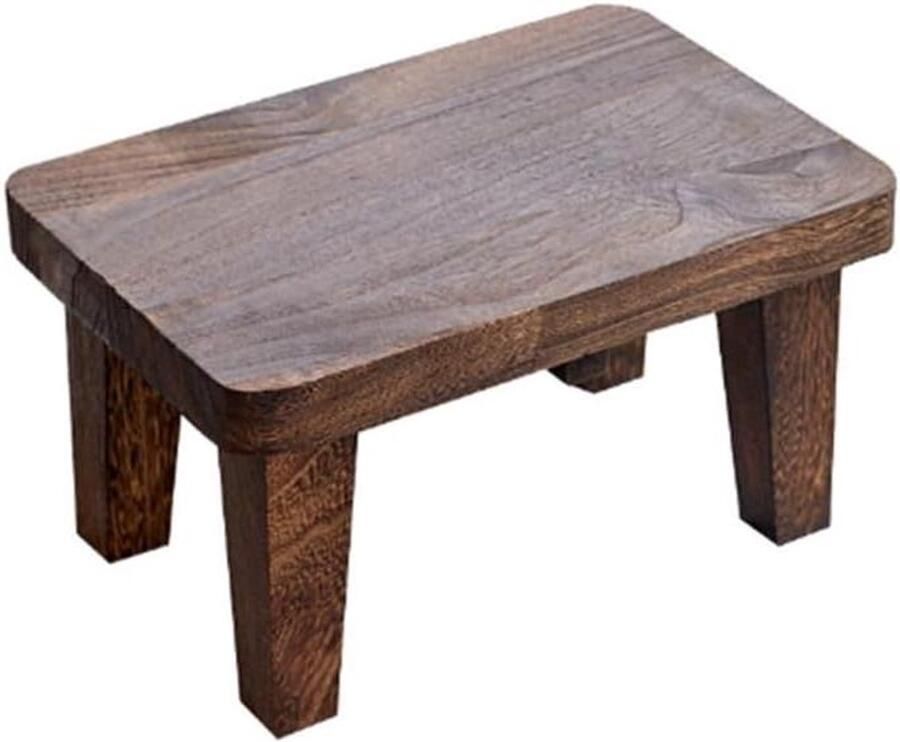 Houten voetenbank veelzijdige lage kruk massief hout K-vorm