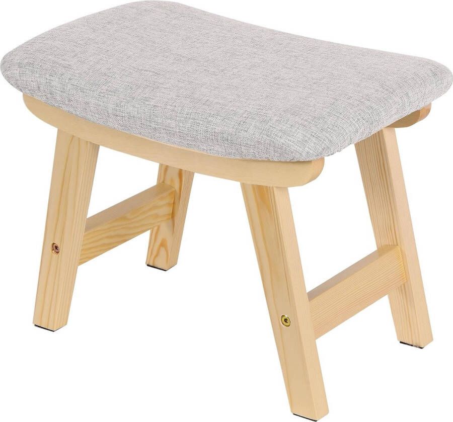 Houten Voetenbankje Klein Voetenbankje 38 x 24 x 29 cm Gestoffeerd Voetenbankje met Massief Houten Frame Afneembaar en Wasbaar Sofa Krukje voor Woonkamer Schoenenwissel Krukje Lichtgrijs