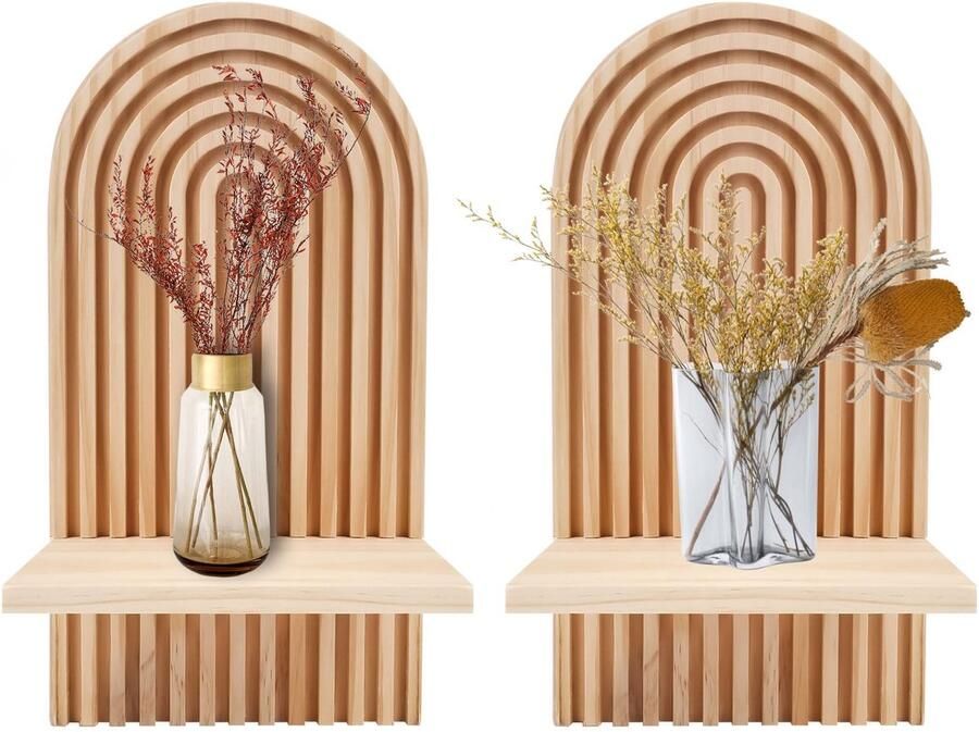 Ibenzoa Bohemian Houten Wandrek 2 Stuks Regenboog Design Woonkamer & Kinderkamer