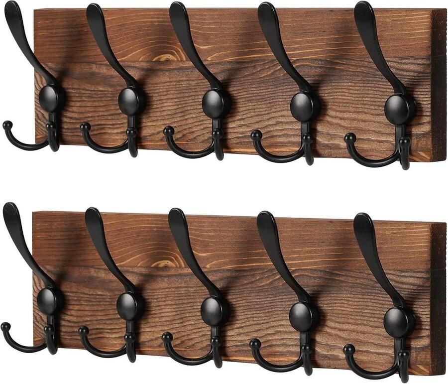 Houten wandgarderobe haken bruin 15 haken voor wasruimte slaapkamer keuken Multifunctionele garderobelijst hook coat rack wall mounted