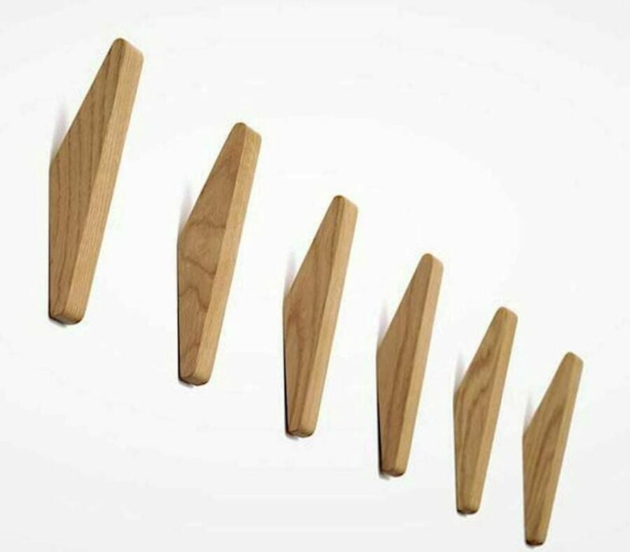 Houten Wandhaken Rubberhout 6 Stuks Kapstokhaken Ophanghaken Handdoekhaken Jashaken
