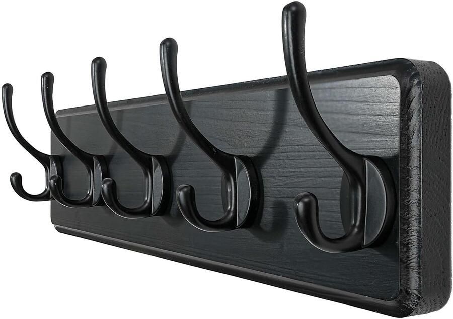 Houten Wandkapstok 5 Haken Voor Jassen en Kleding 1 stuk Echt Hout Jumbo Formaat