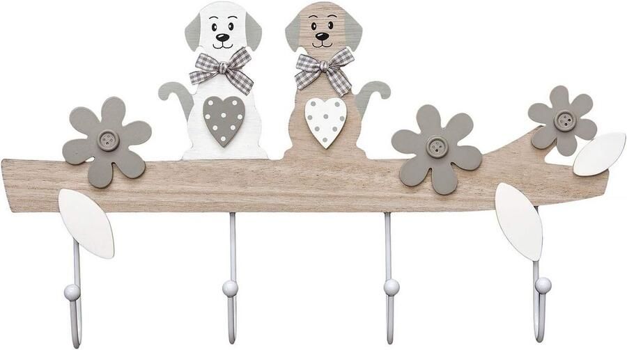 Houten Wandkapstok met 4 Haken Dieren Themed Kapstok voor Honden Liefhebbers - Foto 2