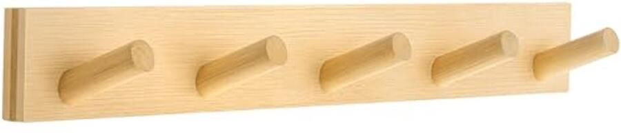 Houten wandkapstok met 5 haken Robuuste en natuurlijke kleerhanger