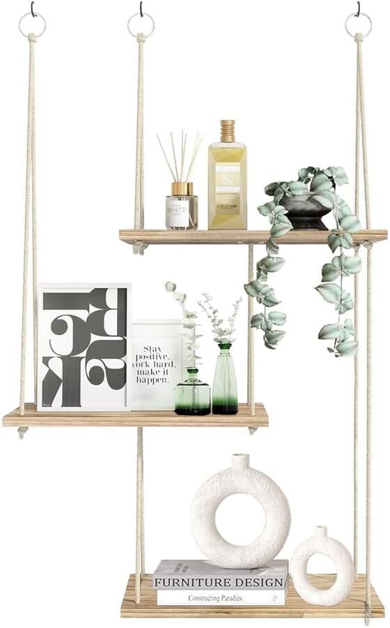 Houten wandplank boho wandplank voor woonkamer slaapkamer badkamer balkondecoratie en opbergruimte zwevende houten plank