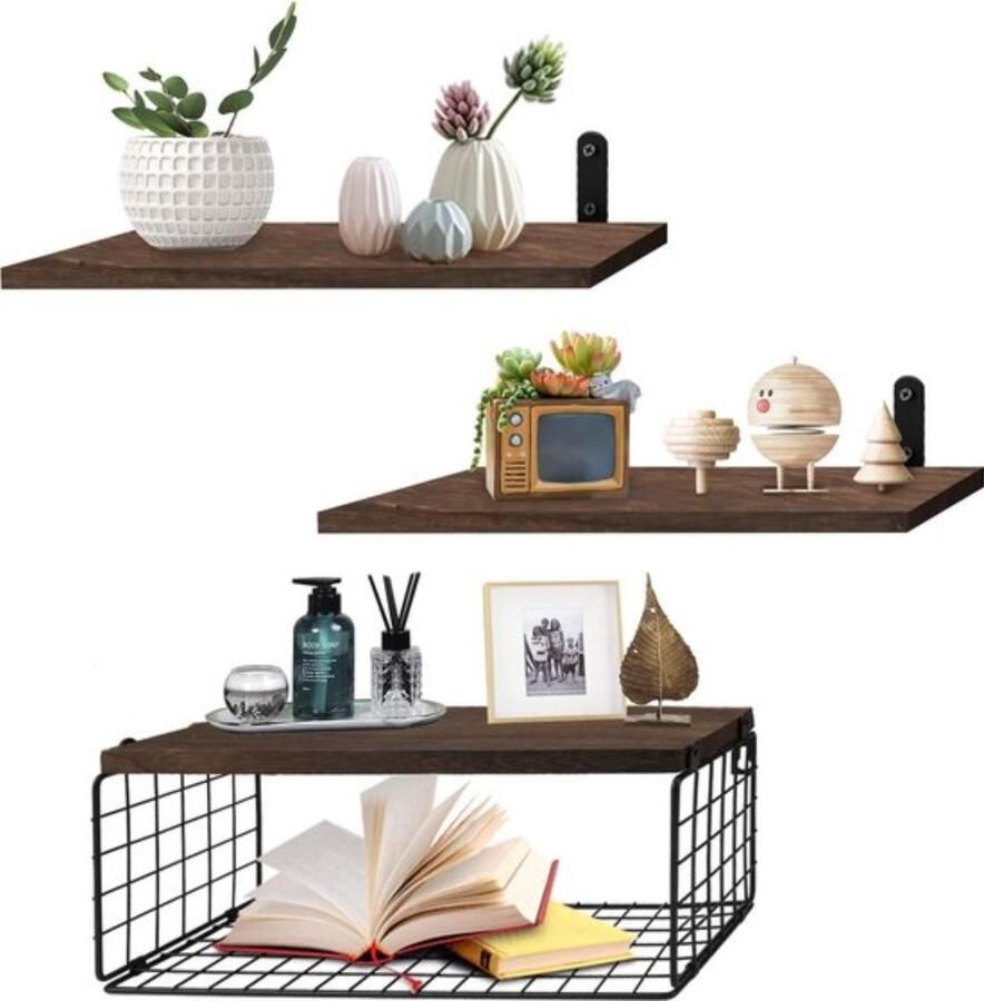 Wooden wall shelf with toilet paper storage basket bathroom shelf above the toilet vintage wall shelf for the kitchen wall decoration floating shelf for the bathroom bedroom living room office small plants