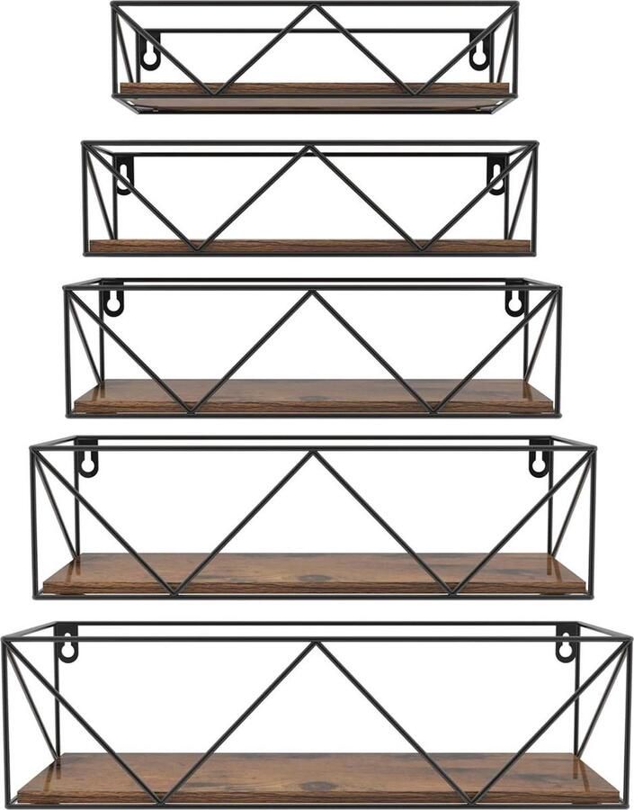 Houten wandplanken set van 5 zwevende rustieke planken voor elke kamer beige hout