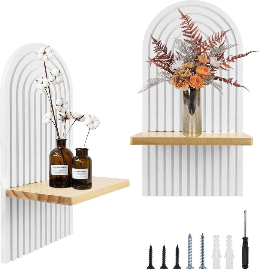 Houten wandrek boho regenboog planken decoratief kinderkamer Boheems hangrek klein plantenrek voor kantoor woonkamer slaapkamer