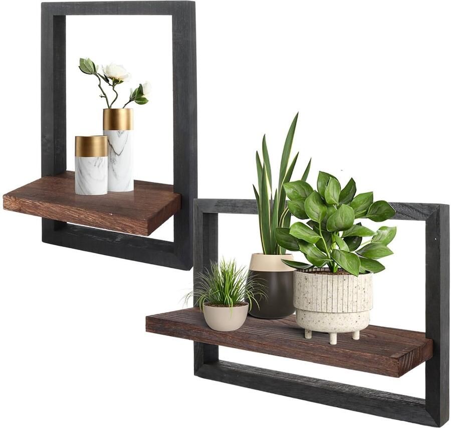 Houten wandrek decoratief en functioneel set van 2
