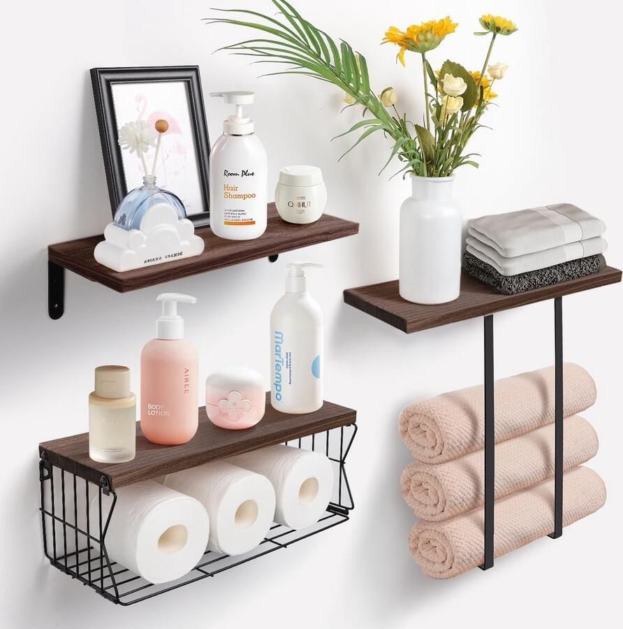 Houten wandrek zwevende planken met zwart metaal voor keuken rustieke zwevende planken vintage industrieel design wanddecor rekken voor woonkamer slaapkamer badkamer