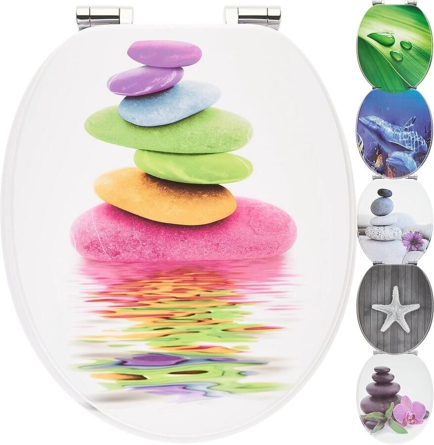 Houten WC-bril met Softclose en Leuke Motieven Universeel Passend