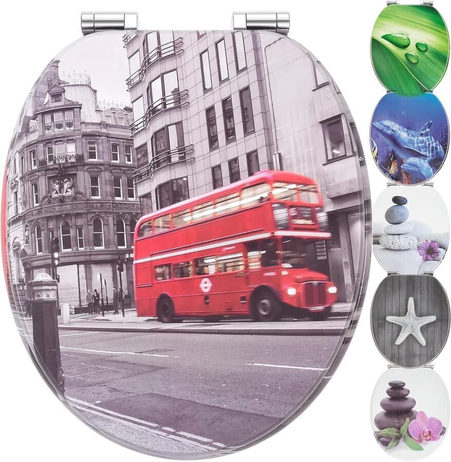 Houten WC-bril met Softclose en Unieke Motieven Universeel Passend