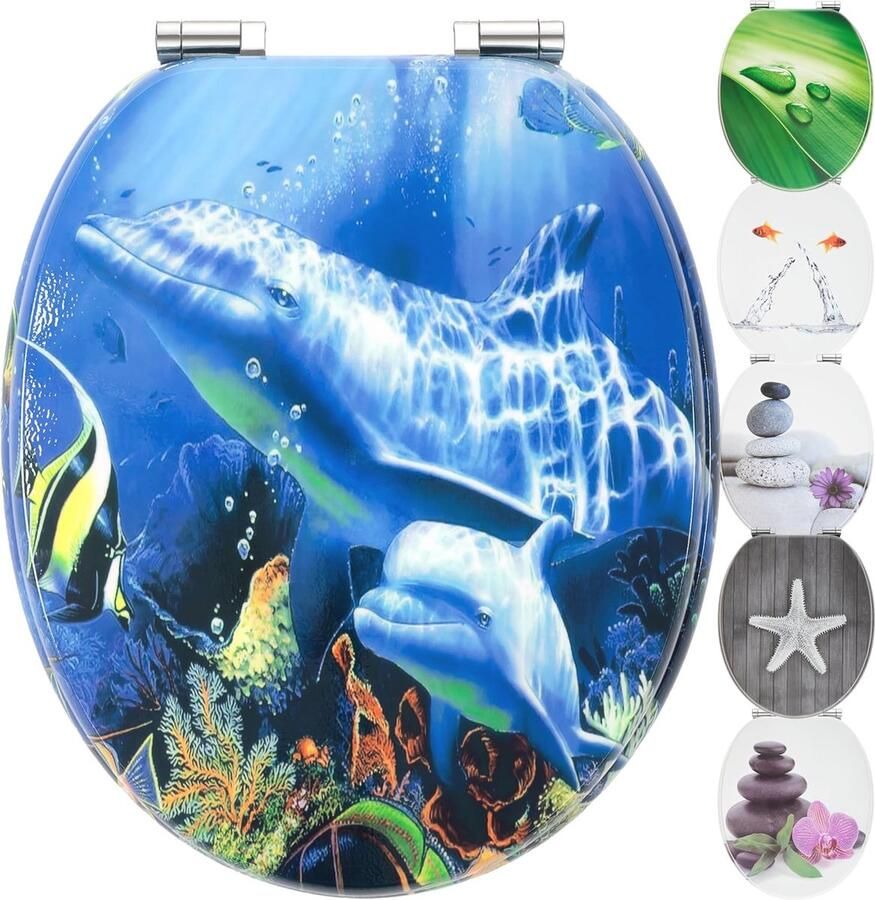 Houten WC-bril met Softclose Mechanisme en Unieke Motieven