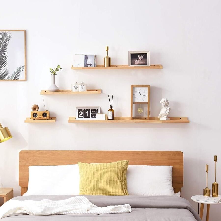 Houten zwevende plank wandplank 30cm rustieke hangende wandplank richplanken voor woonkamer kantoor slaapkamer badkamer keuken houtkleur