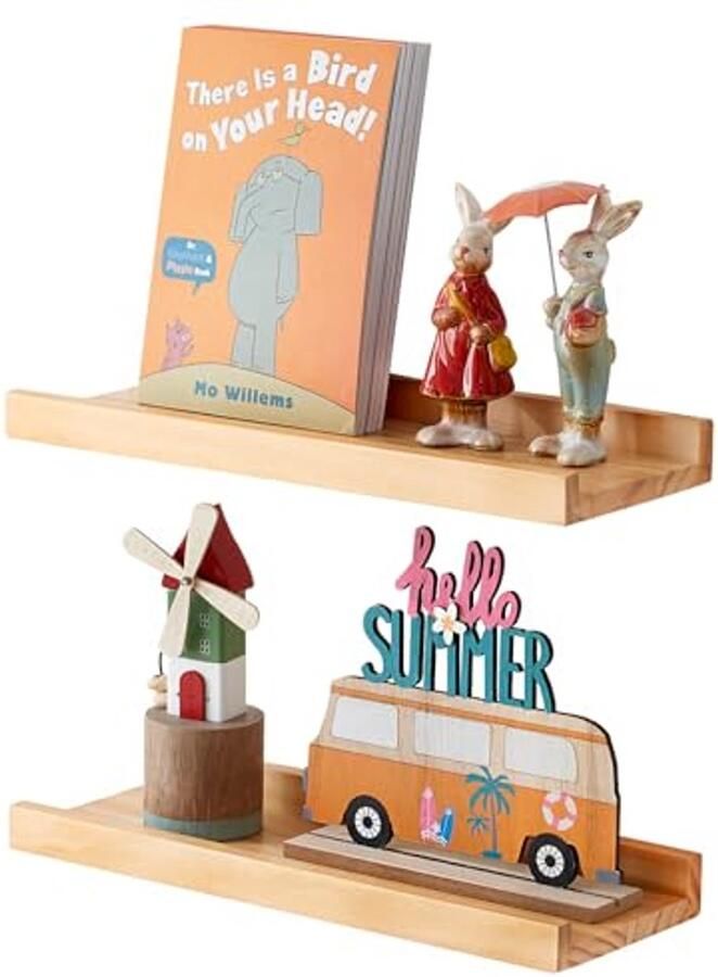 Houten Zwevende Planken 2 Stuks Wandplank voor Fotolijst in Woonkamer Keuken Slaapkamer Badkamer (40 x 15 cm)