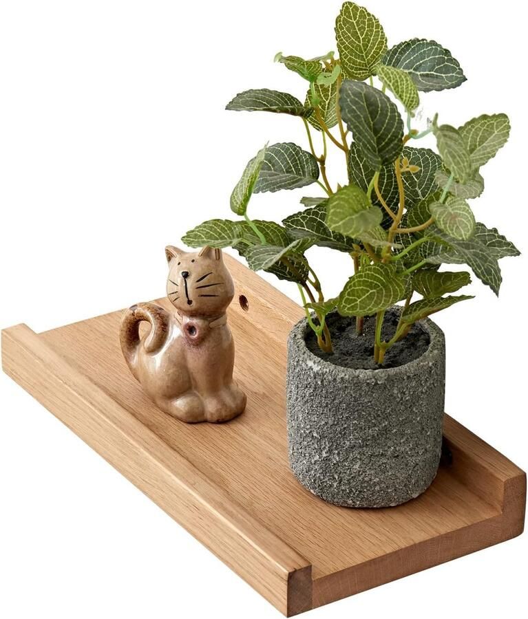 Houten Zwevende Planken Eiken Massief 2 Stuks 30 cm Wanddecoratie