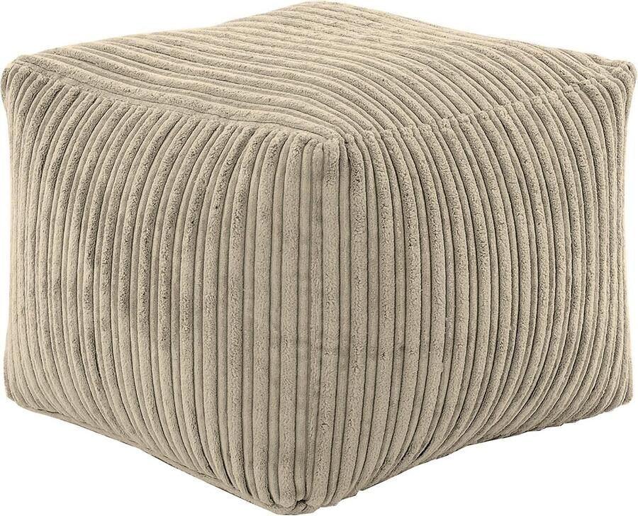 Houtskool Vierkante Zitzak Voetbankje Poef Stoel In Zachte Jumbo Koord Stof Woonkamer Binnenshuis Ergonomisch Ontwerp Voor Urenlang Ontspanning (Steel)
