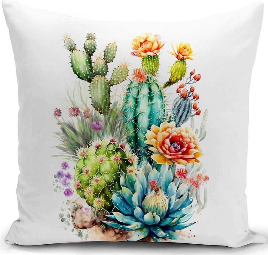 HUASHUZI kussenhoes 40 x 40 cm kussen cactus cactussen plant vetplanten decoratie voor bankkussens kussenhoezen sierkussens bankkussens kussenhoes bank balkon buiten tuin kamer decoratief kussen