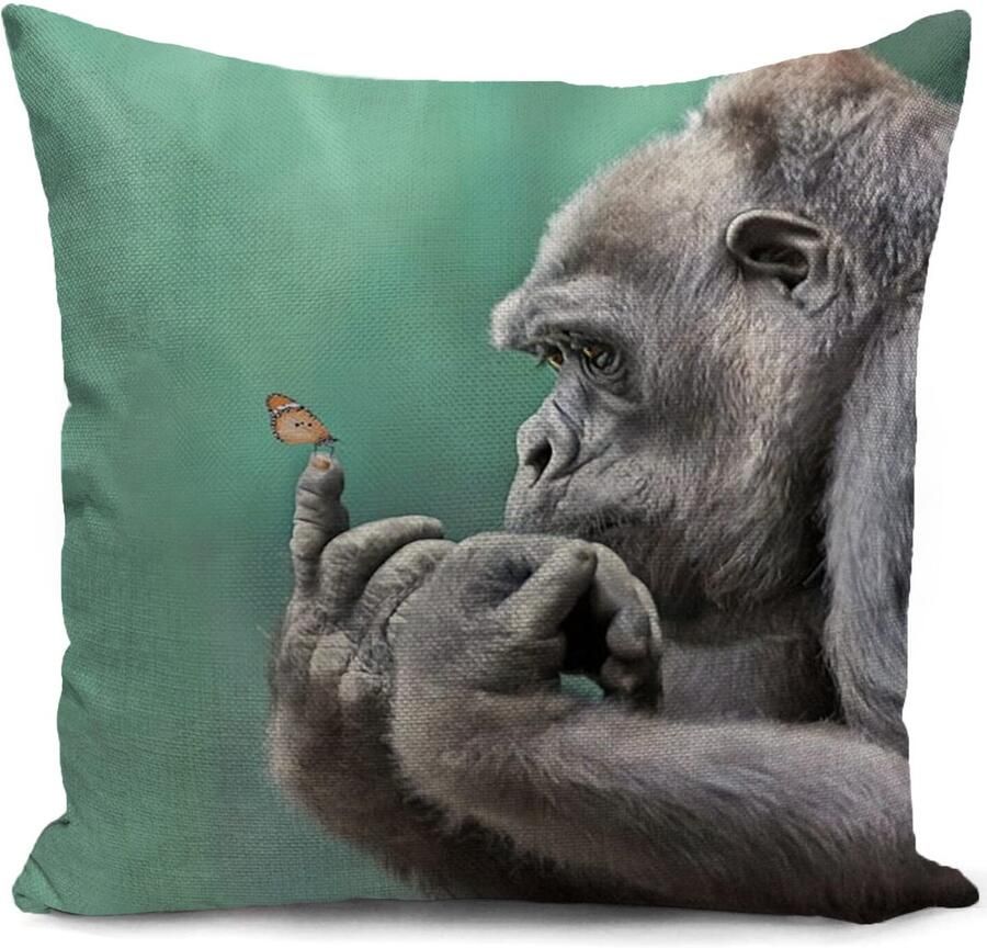 HUASHUZI kussenhoes 40 x 40 cm kussen gorilla grappig groen decoratie cadeaus voor bankkussens kussenhoezen decoratieve kussens bankkussens kussenhoes bank slaapkamer woonkamer kamer decoratieve kussens