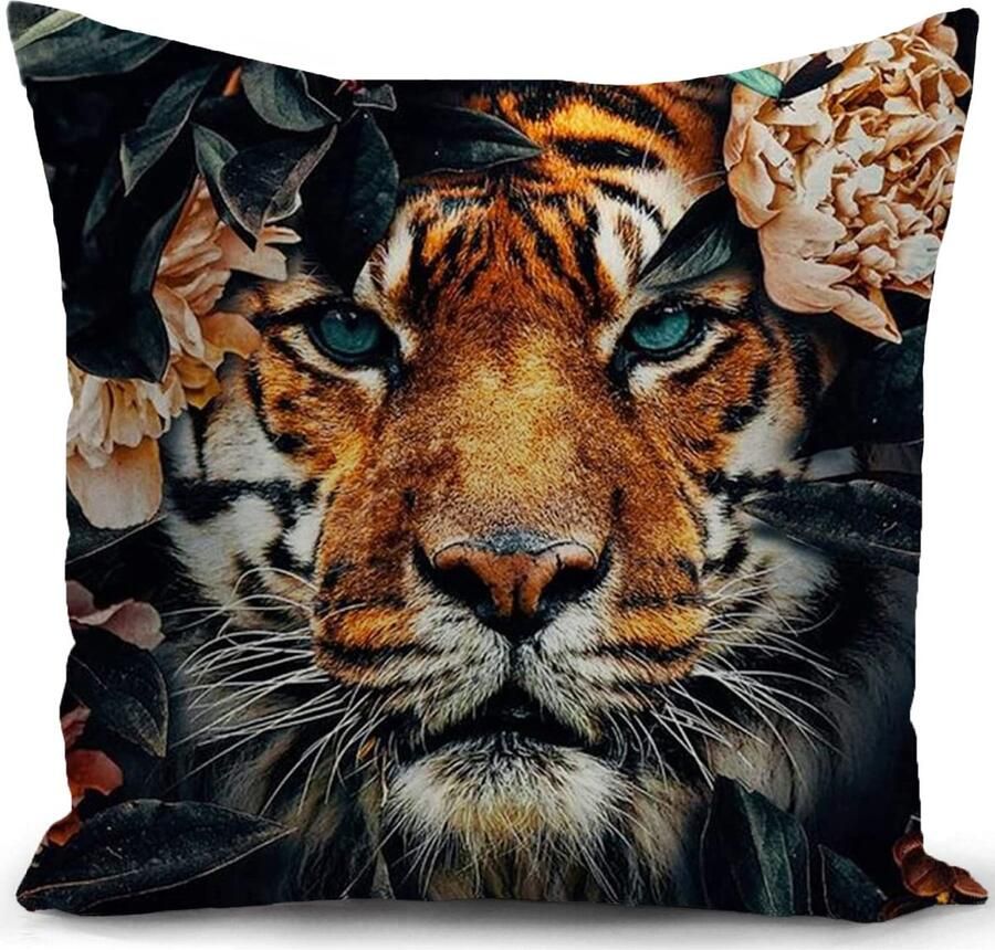 HUASHUZI kussenhoes 40 x 40 cm tijger jungle kussendecoratie cadeaus voor bankkussens kussenslopen decoratieve kussens bankkussens kussenhoes bank slaapkamer woonkamer decoratieve kussens