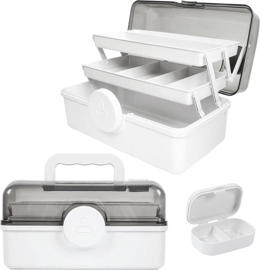 Huisapotheekdoos medicijnenopslag draagbare medicijndoos 3 niveaus 30 x 16 x 15 cm