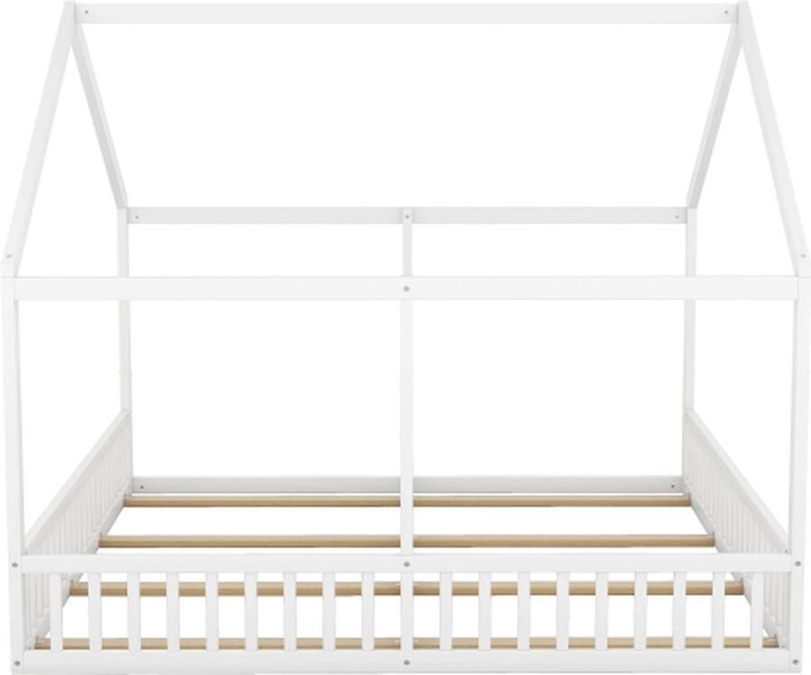 Zonder merk Gotagee Huisbed 90x200cm Eenpersoonsbed (zonder matras) Wit Flatbed 2-in-1 bedden