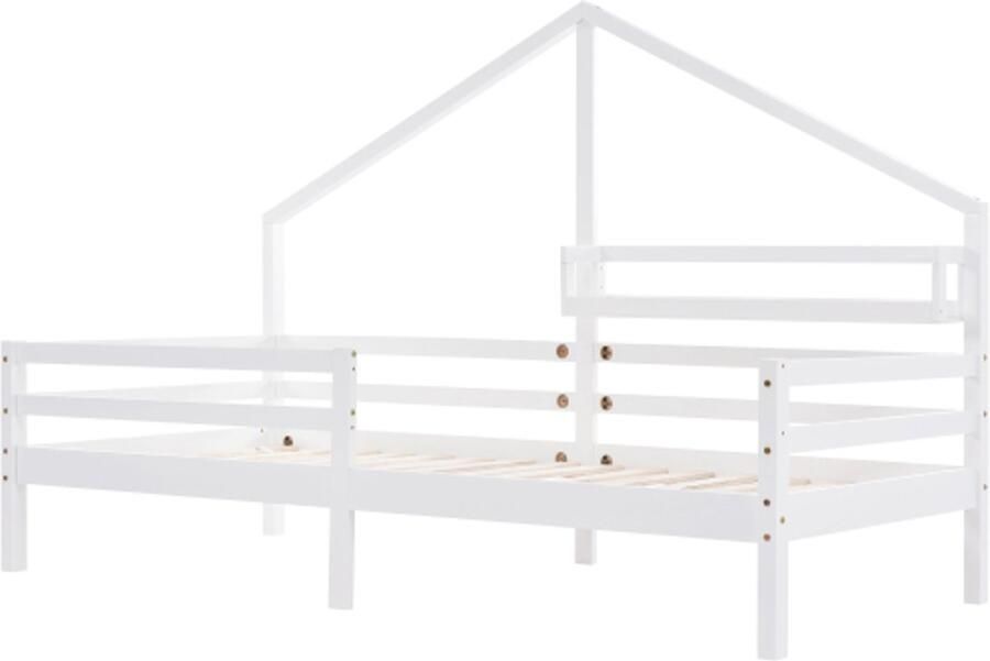 Zonder merk Gotagee Huisbed 90x200cm Kinderbed Houten bed (zonder matras）Wit met opbergplank schouwvorm