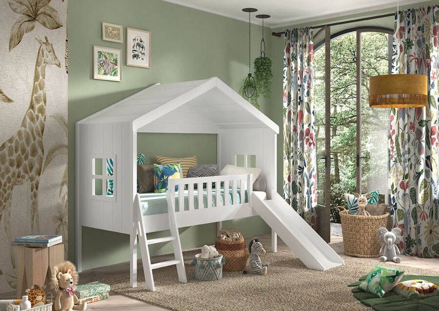 Huisbed Alix Wit MDF Scandinavisch grenen Hoogte 201.8 cm - Foto 1