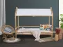 Hutbed 90 x 190 cm COCOA Bamboe Naturel en wit L 204 cm x H 171 cm x D 104 cm - Thumbnail 1