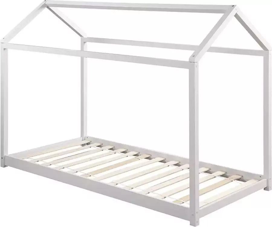 Hutbed AVENTURIER 90 x 190 cm Grenen Wit L 201 cm x H 148 cm x D 101 cm