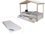Hutbed HOMYLAND met laden 90 x 190 cm Wit en eiken + matras L 214 cm x H 166 cm x D 96 cm - Thumbnail 1