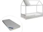 Hutbed INDIANA 90x190cm MDF en dennenhout Wit + matras L 200 cm x H 176 cm x D 98 cm - Thumbnail 2