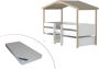 Hutbed SAROSI met laden 90 x 190cm Linden Wit en eiken + matras L 213.5 cm x H 165.3 cm x D 99.8 cm - Thumbnail 3