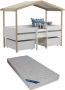 Hutbed SAROSI met laden 90 x 190cm Linden Wit en eiken + matras L 213.5 cm x H 165.3 cm x D 99.8 cm - Thumbnail 2