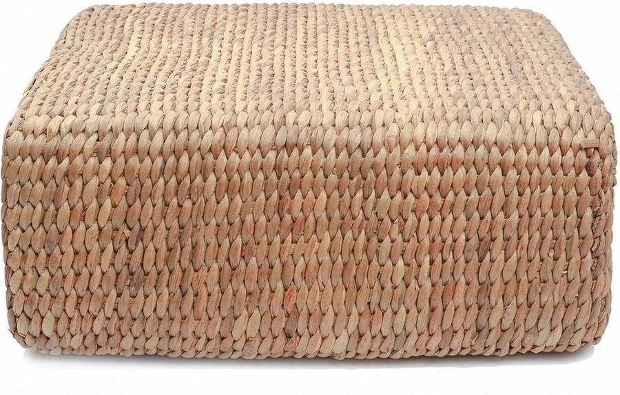 Rootz Living Rootz Hyacint Poef Vierkant Natuurlijke Voetenbank Poef Gemakkelijk schoon te maken 60cm x 60cm x 30cm