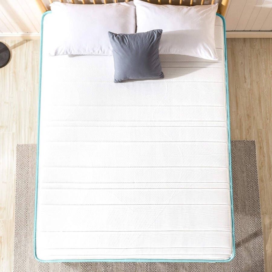 Hybride matras van traagschuim verenmatras met groene thee 90 x 200 cm hoogte 20 cm H3-H4 middelstevig rolmatras Oeko-Tex-gecertificeerd