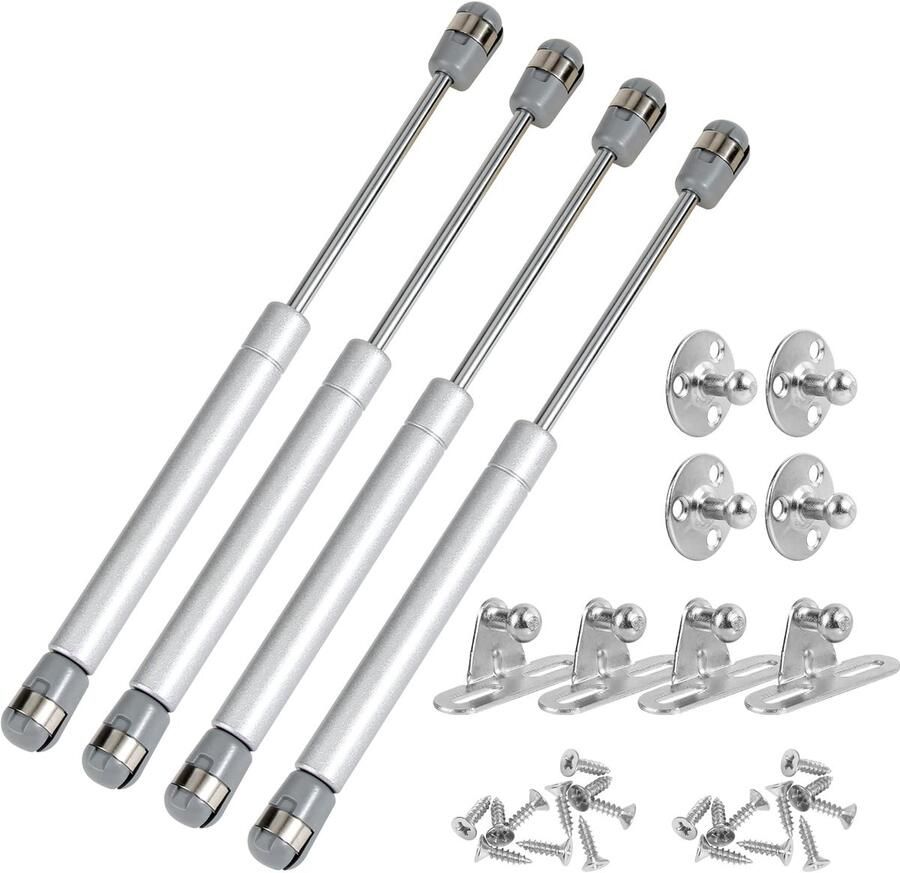 Hydraulische gasveer 150 N geschikt voor kasten en deksels set van 4 roestvrij staal