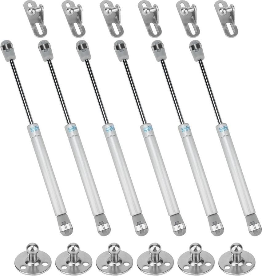 Hydraulische gasveren 200 N voor meubels 6 stuks zilver